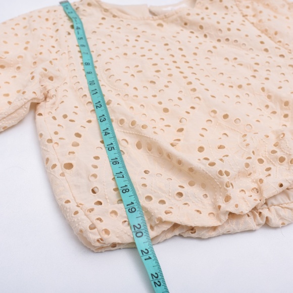 Feminine Eyelet Puff Sleeves Blouse Cute Girly Coquette Cream Medium - Picture 9 of 14